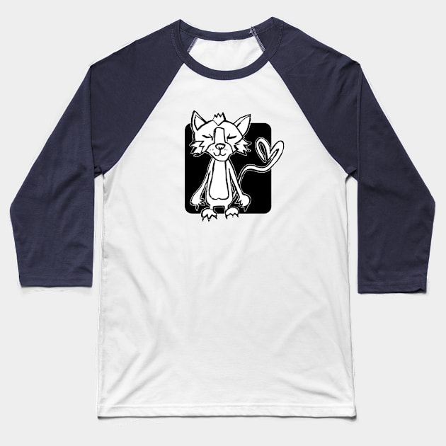 Wild Punk Cat Drawing, With Love Baseball T-Shirt by badlydrawnbabe